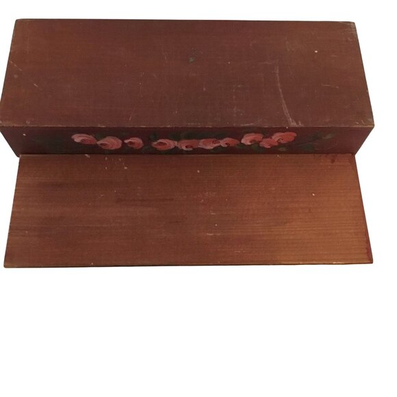 Hand Painted Wood Slide Top Box Cottage Farm Scene Teacher Gift Vintage Decor 8" - Picture 2 of 6